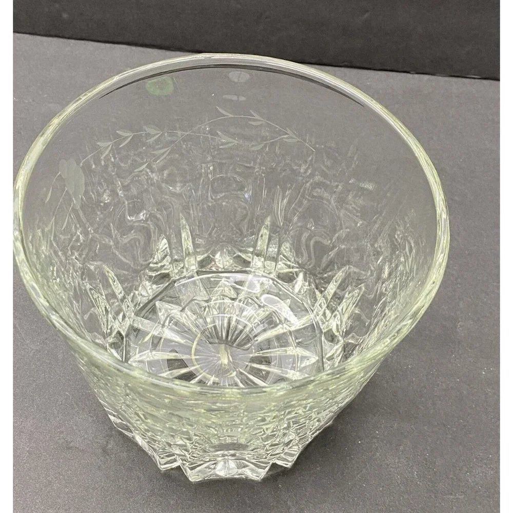 VTG Princess House Crystal Ice Bucket Etched Floral Heavy 2.13lb Barware 70s 80s